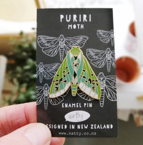 Puriri Moth Enamel Pin by Natty